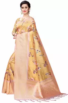 Multicolor Woven Cotton Silk Saree With Blouse