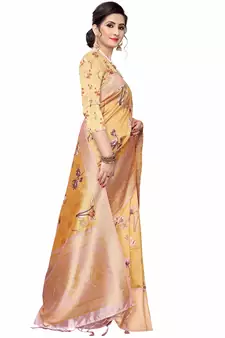 Multicolor Woven Cotton Silk Saree With Blouse