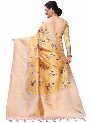 Multicolor Woven Cotton Silk Saree With Blouse 4