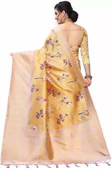 Multicolor Woven Cotton Silk Saree With Blouse