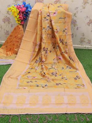 Multicolor Woven Cotton Silk Saree With Blouse 5