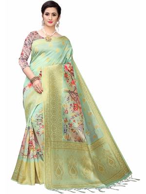 Multicolor Woven Cotton Silk Saree With Blouse 1