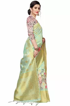 Multicolor Woven Cotton Silk Saree With Blouse