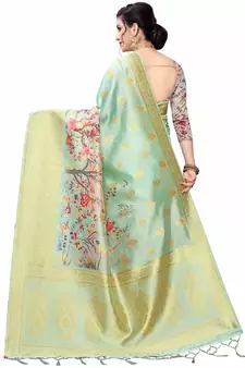 Multicolor Woven Cotton Silk Saree With Blouse