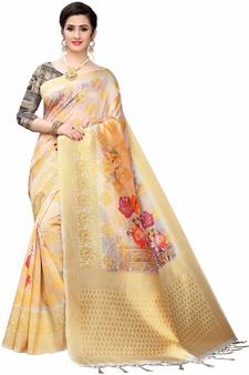 Multicolor Woven Cotton Silk Saree With Blouse