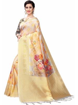 Multicolor Woven Cotton Silk Saree With Blouse 2