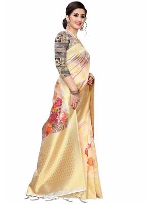 Multicolor Woven Cotton Silk Saree With Blouse 3