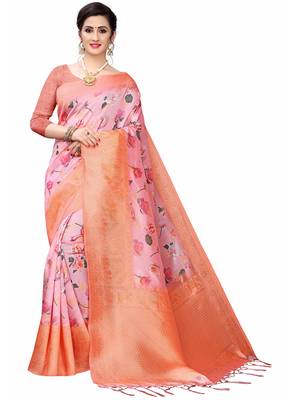 Multicolor Woven Cotton Silk Saree With Blouse 1
