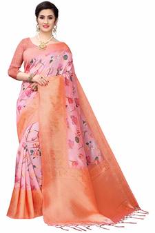 Multicolor Woven Cotton Silk Saree With Blouse