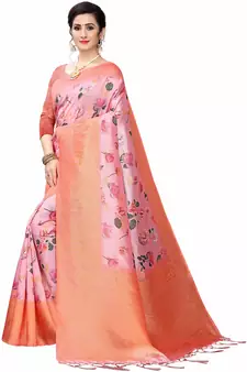 Multicolor Woven Cotton Silk Saree With Blouse