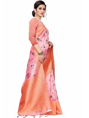 Multicolor Woven Cotton Silk Saree With Blouse 3
