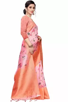 Multicolor Woven Cotton Silk Saree With Blouse