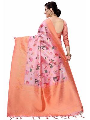 Multicolor Woven Cotton Silk Saree With Blouse 4