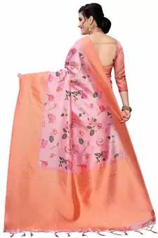 Multicolor Woven Cotton Silk Saree With Blouse