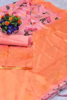 Multicolor Woven Cotton Silk Saree With Blouse