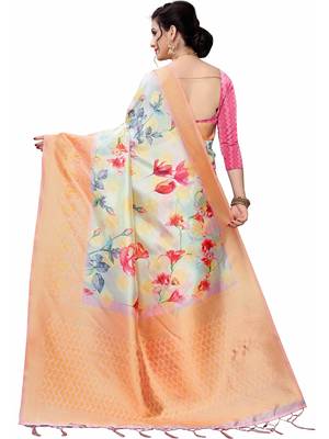 Multicolor Woven Cotton Silk Saree With Blouse 4