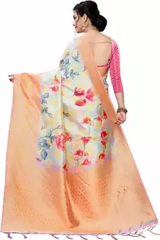 Multicolor Woven Cotton Silk Saree With Blouse