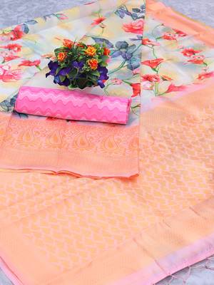 Multicolor Woven Cotton Silk Saree With Blouse 5