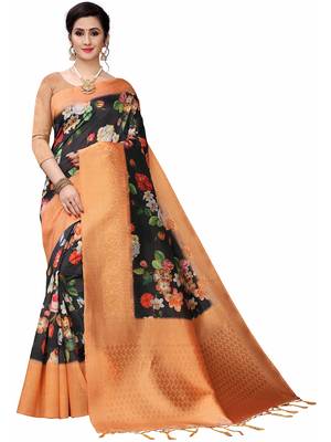 Multicolor Woven Cotton Silk Saree With Blouse 1