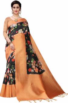Multicolor Woven Cotton Silk Saree With Blouse