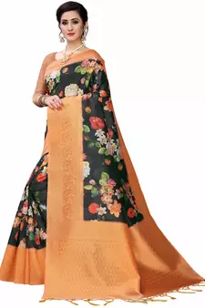 Multicolor Woven Cotton Silk Saree With Blouse