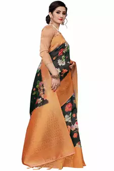 Multicolor Woven Cotton Silk Saree With Blouse