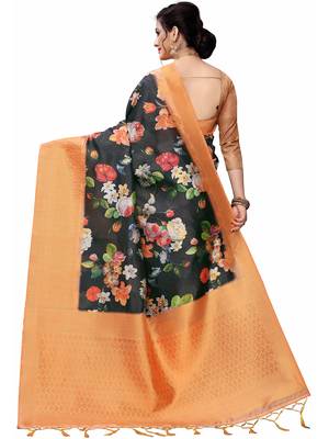Multicolor Woven Cotton Silk Saree With Blouse 4