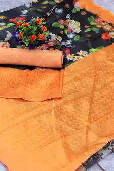 Multicolor Woven Cotton Silk Saree With Blouse