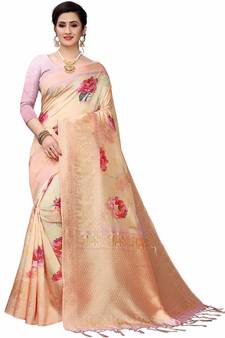 Multicolor Woven Cotton Silk Saree With Blouse