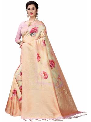 Multicolor Woven Cotton Silk Saree With Blouse 2