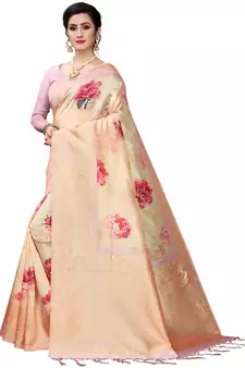 Multicolor Woven Cotton Silk Saree With Blouse