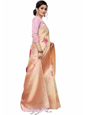 Multicolor Woven Cotton Silk Saree With Blouse 3