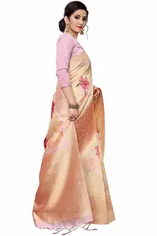 Multicolor Woven Cotton Silk Saree With Blouse