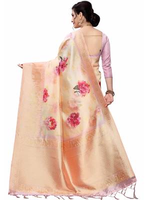 Multicolor Woven Cotton Silk Saree With Blouse 4