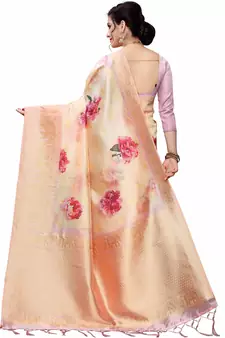 Multicolor Woven Cotton Silk Saree With Blouse
