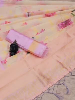 Multicolor Woven Cotton Silk Saree With Blouse 5