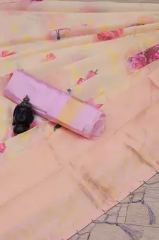 Multicolor Woven Cotton Silk Saree With Blouse