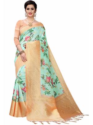 Multicolor Woven Cotton Silk Saree With Blouse 1