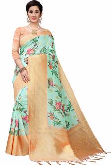Multicolor Woven Cotton Silk Saree With Blouse