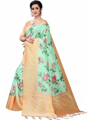 Multicolor Woven Cotton Silk Saree With Blouse 2