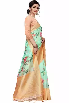 Multicolor Woven Cotton Silk Saree With Blouse