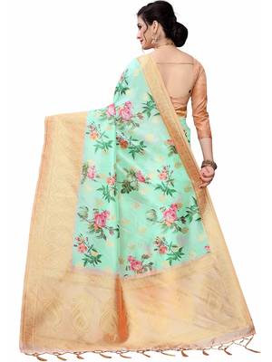 Multicolor Woven Cotton Silk Saree With Blouse 4