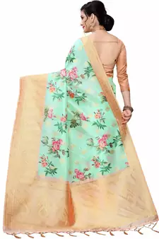 Multicolor Woven Cotton Silk Saree With Blouse
