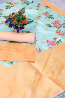 Multicolor Woven Cotton Silk Saree With Blouse