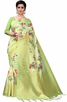 Multicolor Woven Cotton Silk Saree With Blouse