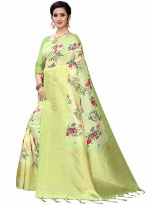Multicolor Woven Cotton Silk Saree With Blouse 2