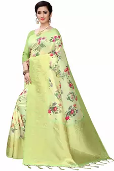 Multicolor Woven Cotton Silk Saree With Blouse