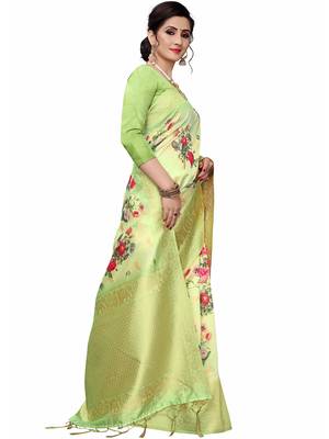 Multicolor Woven Cotton Silk Saree With Blouse 3