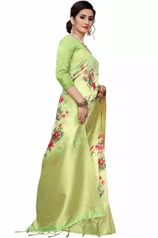 Multicolor Woven Cotton Silk Saree With Blouse