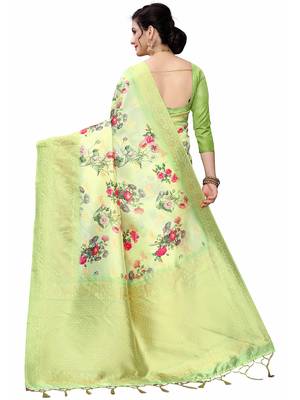 Multicolor Woven Cotton Silk Saree With Blouse 4